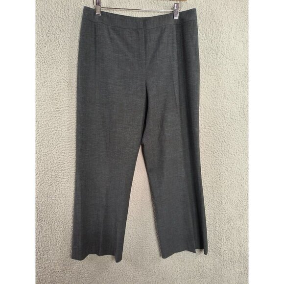 Lafayette 148 Pants Women 8 Regular Hi Rise Wide Leg Gray Wool Cotton Stretch - Picture 1 of 10